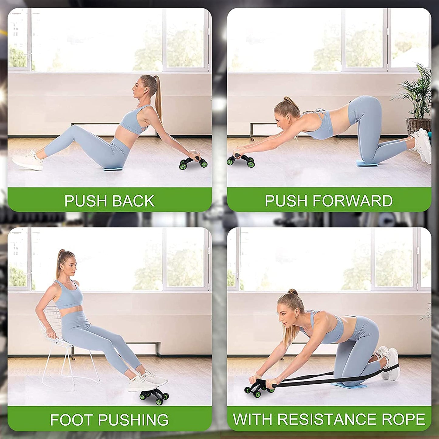 🔥 GlowsKart™ 4-Wheel Ab Roller – Ultimate Core Workout Equipment for Home Gym